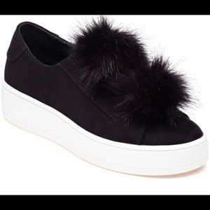 Steve Madden microsuede Pom Pom shoes